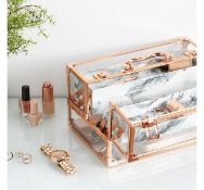 (AP269) Rose Gold Acrylic Makeup Case On-trend metallics and plush velvet combine to create ...