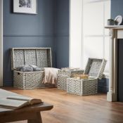 (AP64) Set of 3 Large Wicker Storage Trunks Three classically stylish multi-purpose storage tr...
