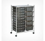 (HZ67) Black 15 Drawer Trolley Perfect for homes, offices, beauty salons, hairdressers and mor...
