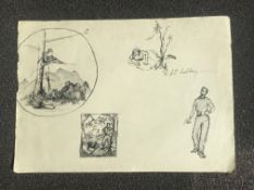 Book illustration, double sided sketches 10x14