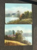 Pair of oil on card 12x16