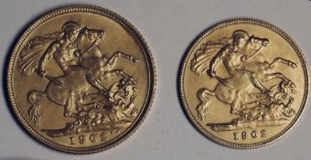 UK 1902 Edward VII Gold Matt Proof Sovereign and Half Sovereign