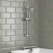 (MG1006) Round Chrome Thermostatic Shower Mixer Valve Bath Deck Tap Riser Rail + Multi-Function...