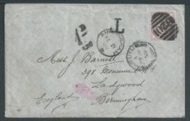 Niger Coast 1900 Cover from Burutu to England bearing a G.B. 1d lilac, handstamped 