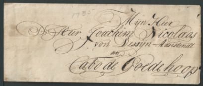 Cape of Good Hope 1735 Wrapper addressed to J. N. von Dessin at the 