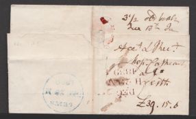 G.B. - UNIFORM FOURPENNY POST / SCOTLAND 1839 (Dec29) Entire from Leith to Edinburgh with blue han