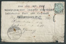 Crash & Wreck 1900 (Apr. 4) Picture postcard from Lady Grey Bridge to Germany bearing a Cape 1/2d...