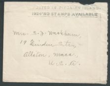 Pitcairn Islands 1924 Stampless cover to the U.S.A., handstamped 