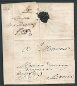 Palestine 1691 Entire letter from Acre to Livorno, written in French and concerning bales of cott...