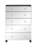 Boxed Item Bellagio 5 Drawers Chest [Black/Mirrored] 106X72X45Cm rrp, £346.0