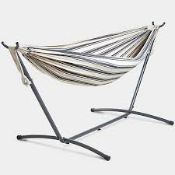 (GL57) 2 Person Hammock With Frame. Hammock Size: 1.19 X 3.05 X 1.12m (Height X Length X Width)...
