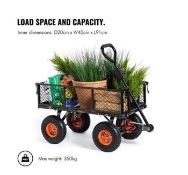 (GL37) Garden Trolley Off-road wheels & tyres Fold down sides for easy access and removal of ...