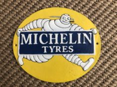 Cast Iron Michelin Man Tyres Oval Wall Plaque