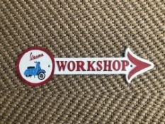 Cast Iron Vespa Workshop Arrow Wall Plaque
