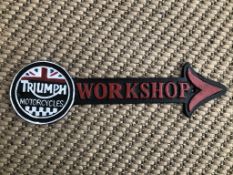 Cast Iron Triumph Motorcycles Workshop Arrow Wall Plaque