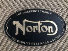Cast Iron Norton Motorcycles Oval Wall Plaque