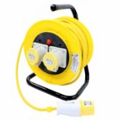 (RU269) 110V 25m 16A 2 Way Gang Socket Extension Cable Reel Electrical Robust, heavy duty, s...