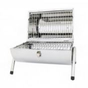 (RU280) Portable Stainless Steel Barrel BBQ Charcoal Barbecue Table Top The portable BBQ is ...