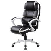 (RU388) Luxury Designer Computer Office Chair - Black with White Accents Our renowned high q...
