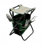 (RU349) Folding Gardeners Tool Stool with 5pc Tools and Storage Bag The garden tool stool ...