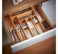 (OM67) Extendable Bamboo Cutlery Tray Extending design can be easily configured to 6 - 8 compa...