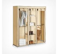 (OM116) Triple Canvas Effect Wardrobe Features a dust-proof cover that can be zipped shut to p...