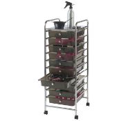 (OM9) 10 Drawer Trolley - Black 10-drawer storage trolley (2kg approx. per drawer). Easily sto...
