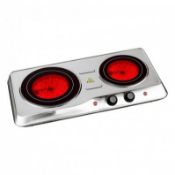 (TD95) 2000W Ceramic Portable Infrared Electric Double Hot Plate Hob The 2000W ceramic hot p...