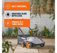 (AP267) 1500W Lawn Rake & Scarifier Remove thatch, moss, leaves and other debris from your law...