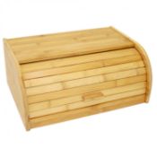 (TD97) Single Layer Roll Top Bamboo Wooden Bread Bin Kitchen Storage The wooden bread bin ...