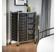 (OM84) Black 15 Drawer Trolley Perfect for homes, offices, beauty salons, hairdressers and mor...