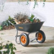 (OM96) 78L Wheelbarrow – Two Wheeled Pneumatic Tyre Heavy Duty Garden Tool/Waste Transportati...
