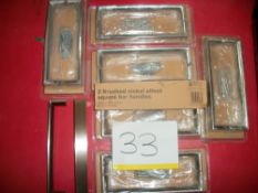 7 Pairs x 2 Brushed Nickel Effect Square Bar Handles