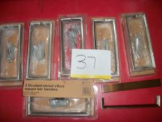 7 Pairs x 2 Brushed Nickel Effect Square Bar Handles