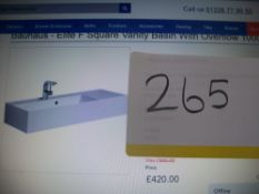 Bauhaus Elite F Square Vanity Basin with Overflow 1000mm