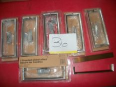 7 Pairs x 2 Brushed Nickel Effect Square Bar Handles