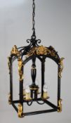Heavy Metal Black & Gold Hanging Lantern