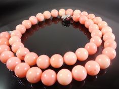 Necklace With Coral Beads With Silver Clasp