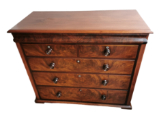 Victorian Flame Veneered Mahogany Chest Of Drawers