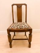 4 Antique Chairs Solid Wood with Staffed Seat: