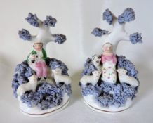 Antique Dudson Staffordshire Porcelain Figurines Shepherd & Shepherdess