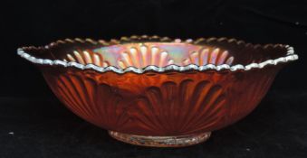 Carnival Glass Dish - Flower And Leaf Design
