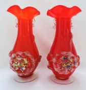 Pair Of Venetian Murano Art Glass Vases