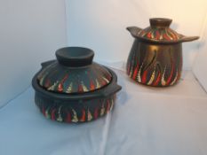 Pair Of Italian Ceramic Containers And Covers