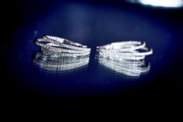 18Ct White Gold Triple Horseshoe Shaped Earrings, Featuring 2.20Cts Of Brilliant-Cut Diamonds.