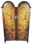 Queen Anne Style Antique Burr Walnut Wardrobe