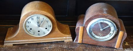 Vintage 2 x Wooden Cased Mantel Clocks