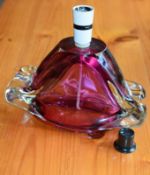 Dark Pink And Clear Murano Glass Lamp Base
