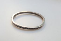 Vintage Silver Bracelet With Black Stones