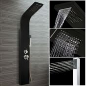 (SV115) Modern Black Column Bathroom Waterfall Mixer Shower Panel With Body Jet. This Black Sho...